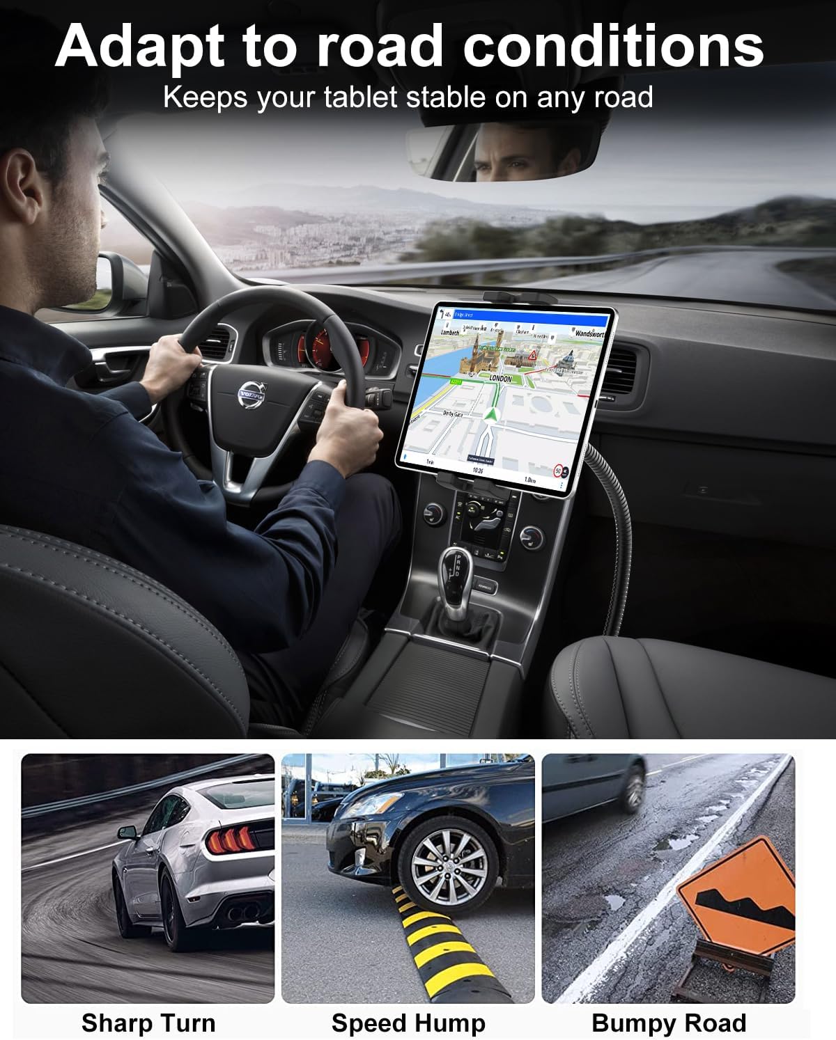 Gdzn Supporto per Tablet Auto con Braccio a Collo di Cigno - immagine 3