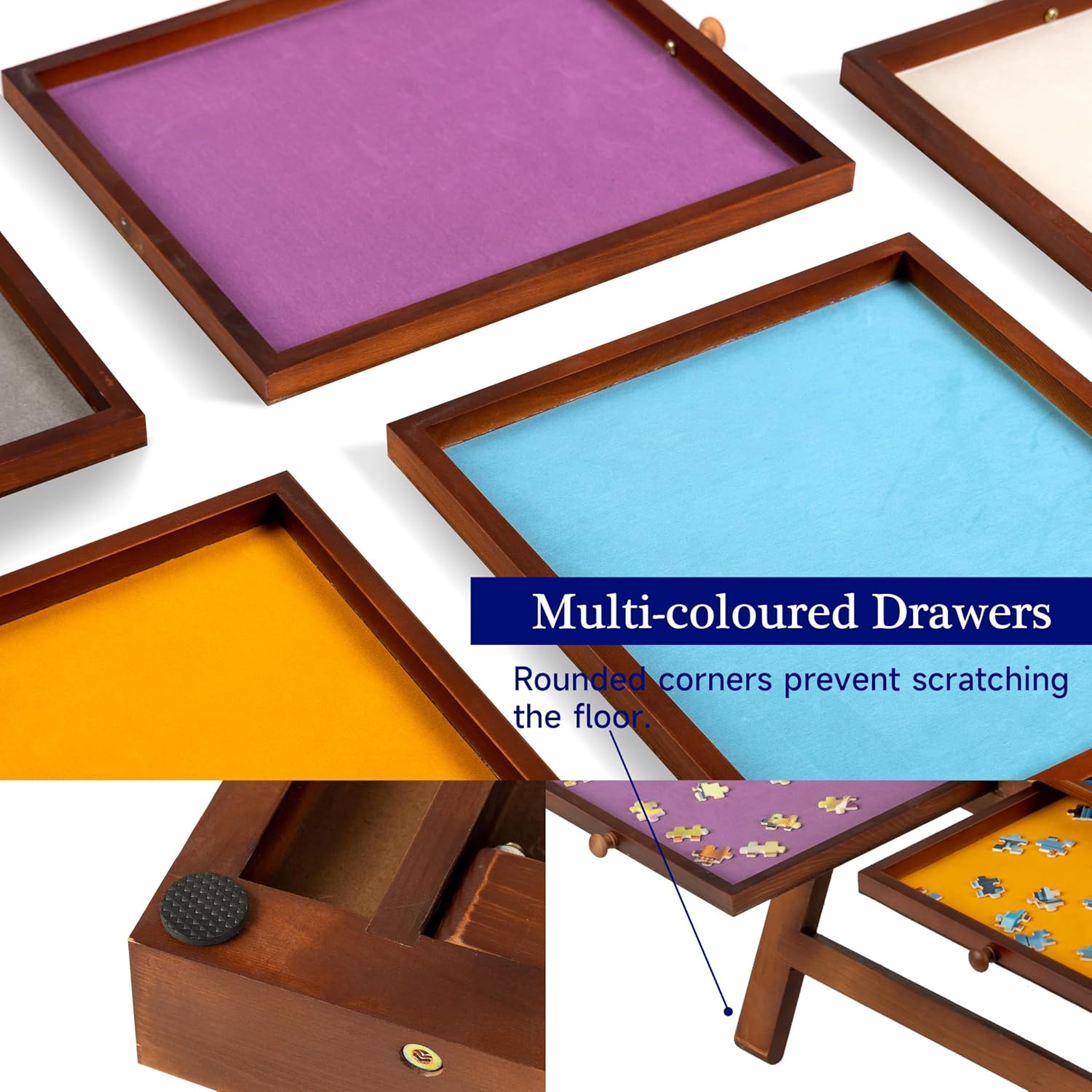 Tektalk Tavolo Puzzle con 6 Cassetti Colorati e Coperchio - immagine 7