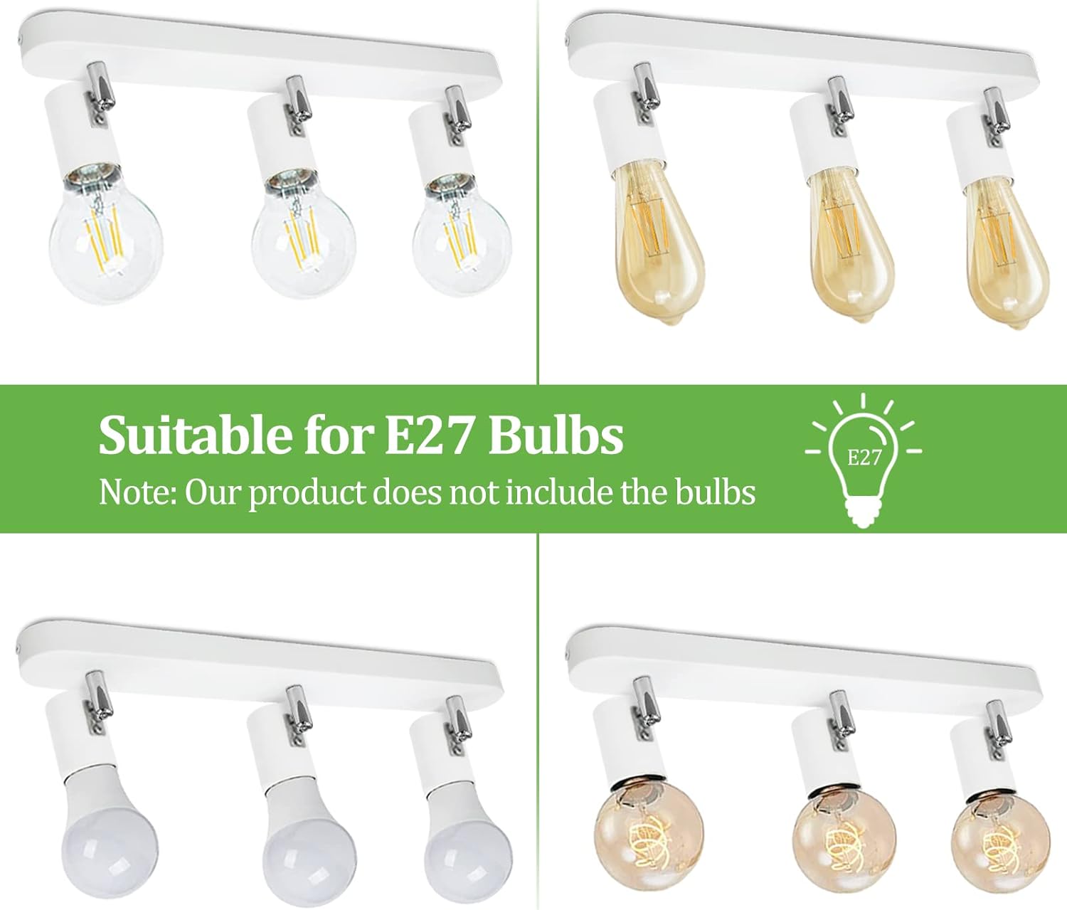 Kyotech Lampada da Soffitto Orientabile 3 Faretti E27 - immagine 5