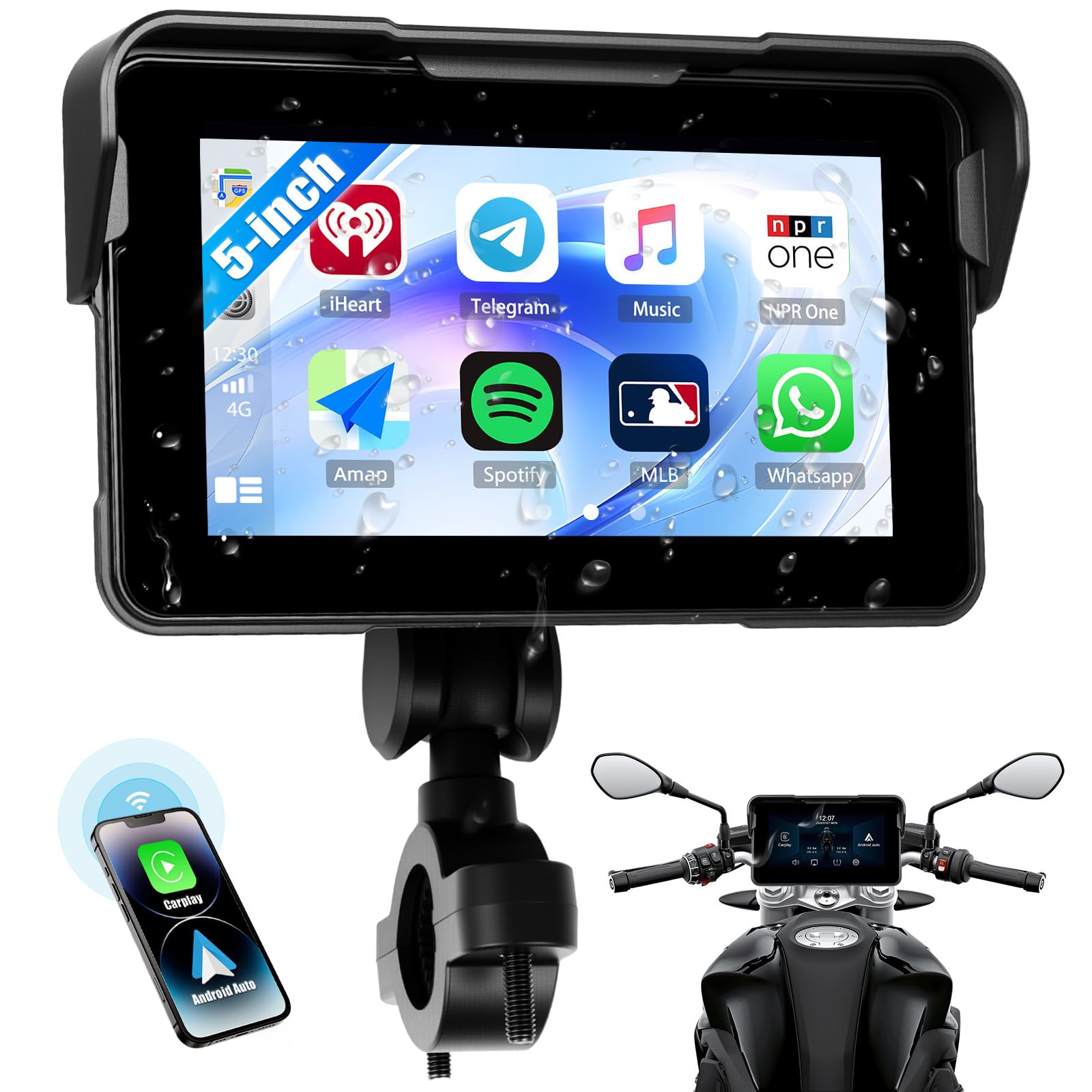 Camecho Moto Carplay Wireless 5" Touchscreen IP68