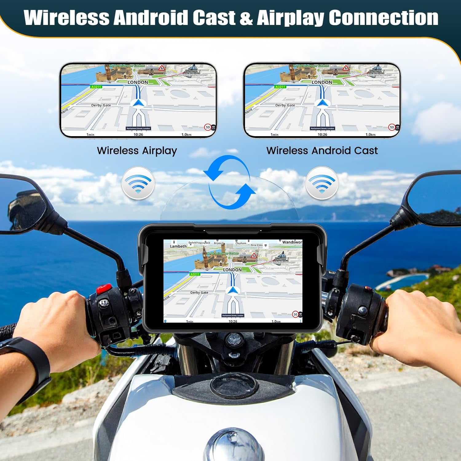 Camecho Moto Carplay Wireless 5" Touchscreen IP68 - immagine 3