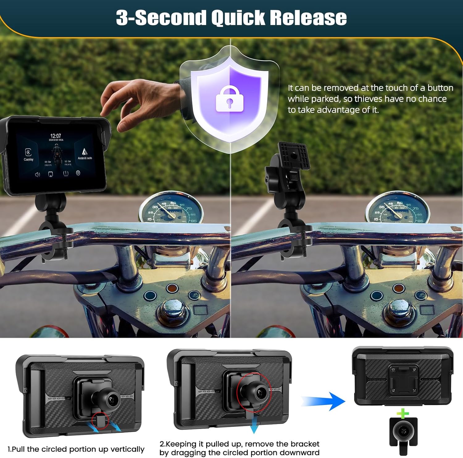 Camecho Moto Carplay Wireless 5" Touchscreen IP68 - immagine 7