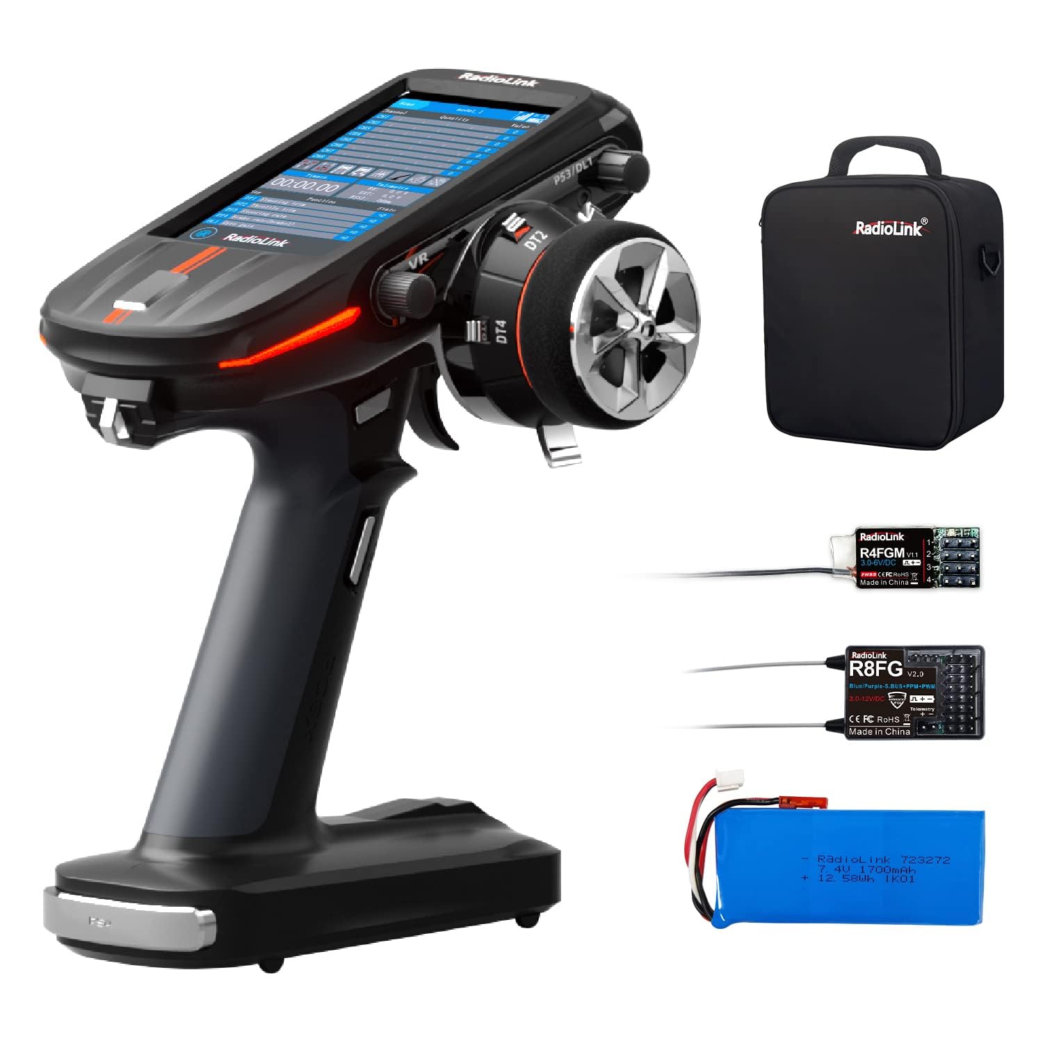 Radiolink RC8X Smart RC telecomando 8 canali con ricevitore giroscopio impermeabile R8FG 4,3" schermo 200 memoria modello RC trasmettitore per crawler escavatore carro armato barca