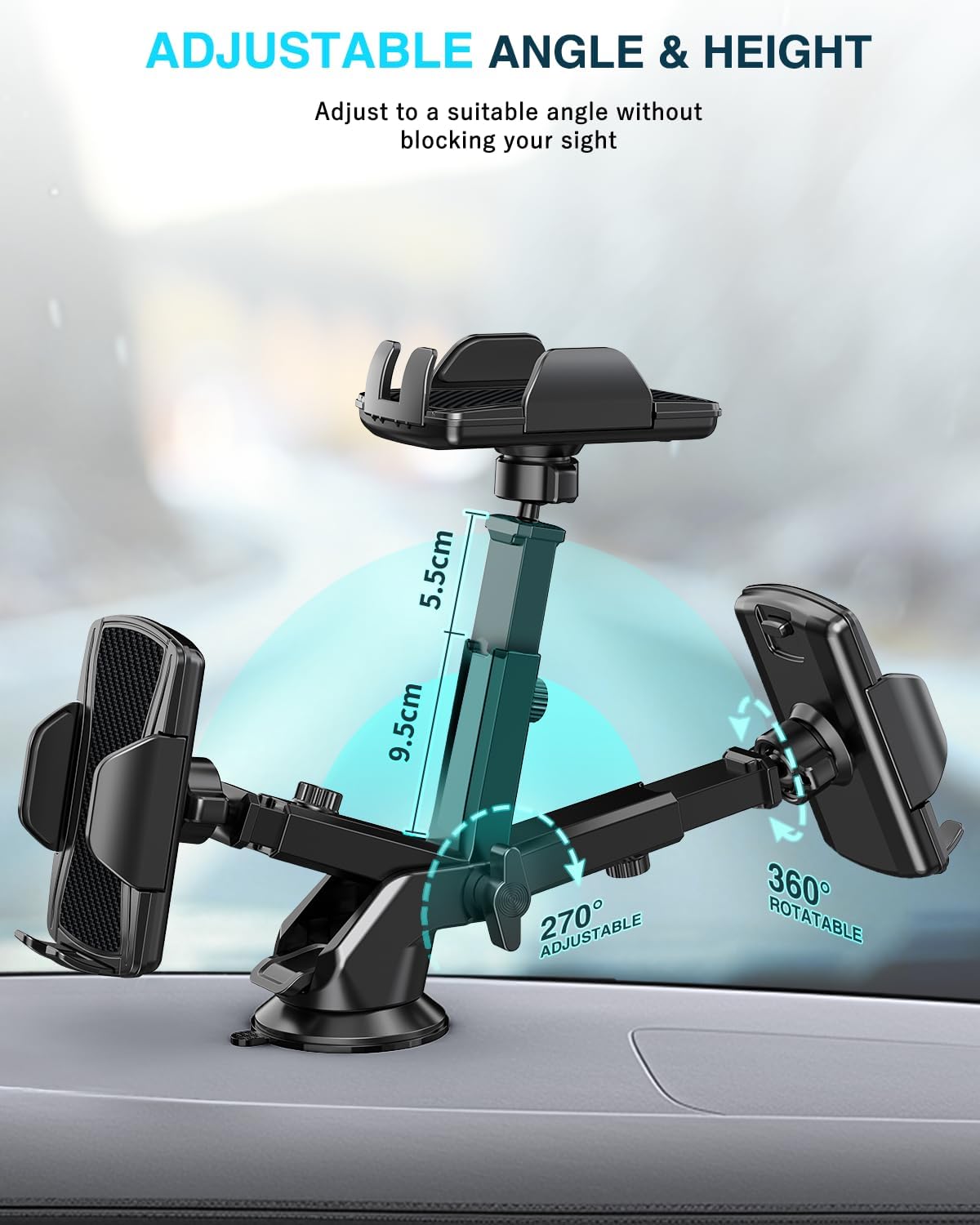 Hoppac Porta Cellulare Auto per Cruscotto e Parabrezza - immagine 6