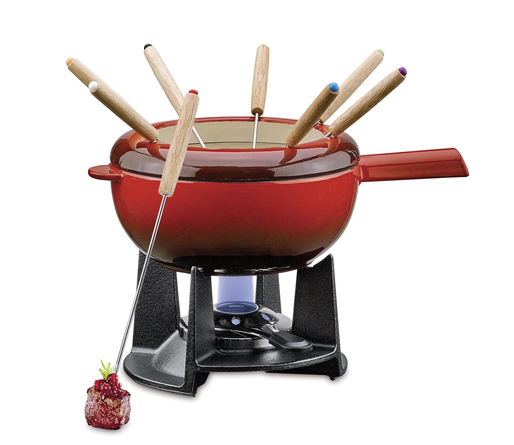 Spring Saas - Set per fonduta in acciaio INOX 18/8, 20 cm, colore: rosso