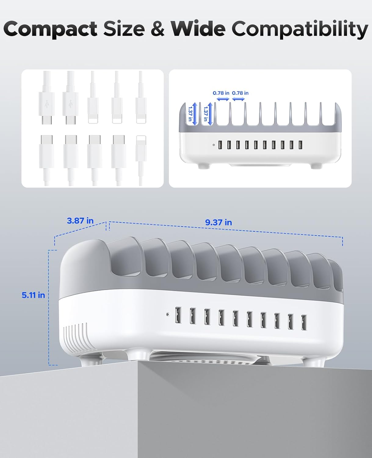 ORICO Stazione di Ricarica USB 120W 10 Porte - immagine 3