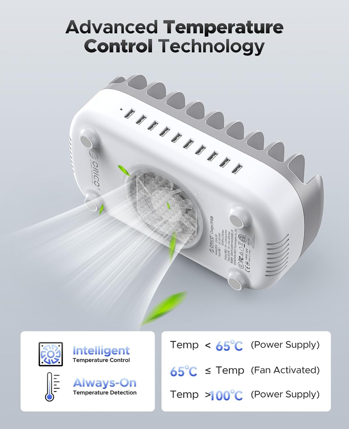 ORICO Stazione di Ricarica USB 120W 10 Porte - immagine 4