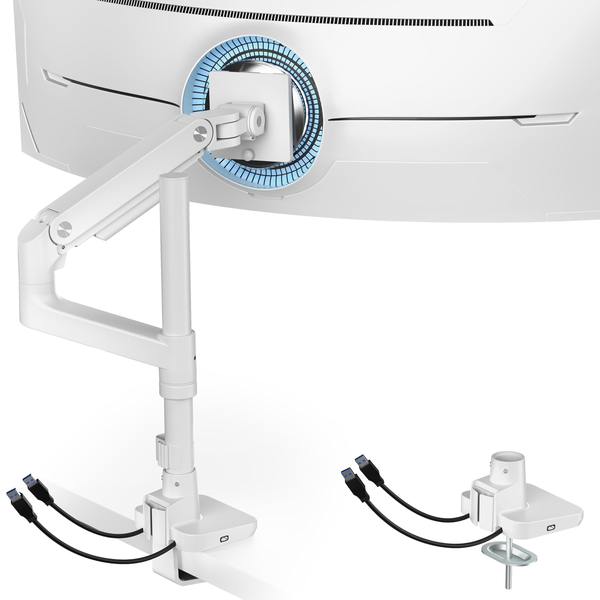 Ares Wing Supporto Monitor Singolo con USB Bianco