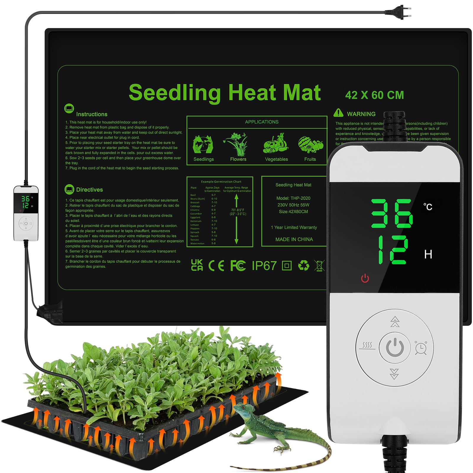 WADEO Tappetino Riscaldante per Piante Grande 55W