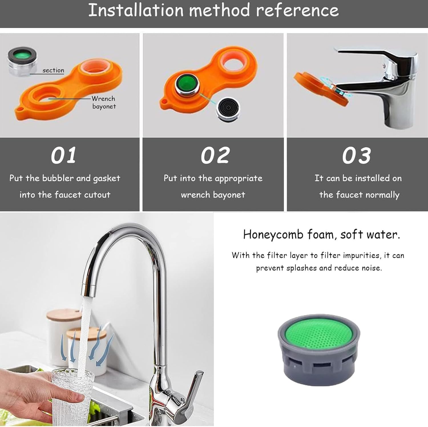 20 Pezzi Filtro Rubinetto con Guarnizioni e Aeratore - immagine 3