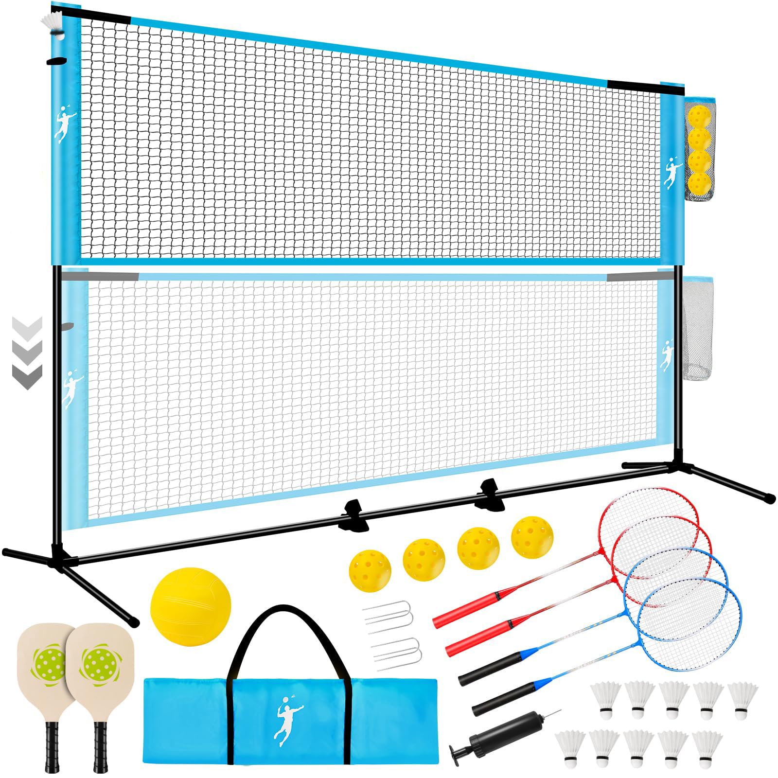 Rete Multisport Regolabile per Badminton e Pallavolo