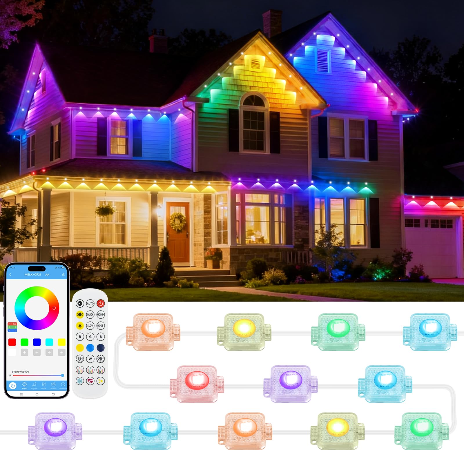 Catena Luci Esterne Permanenti 15m 30 LED RGBIC