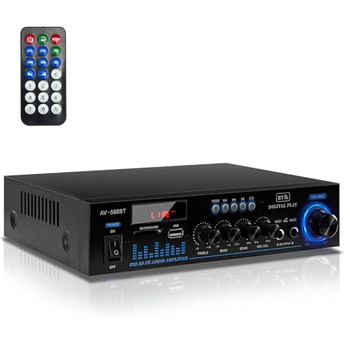 Amplificatore Bluetooth 5.0 RMS 60W x2 con Telecomando