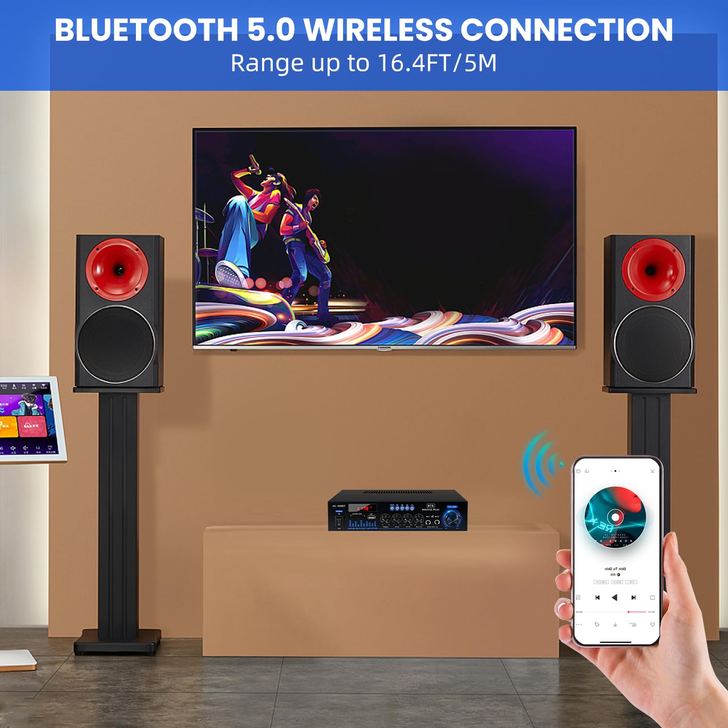 Amplificatore Bluetooth 5.0 RMS 60W x2 con Telecomando - immagine 6