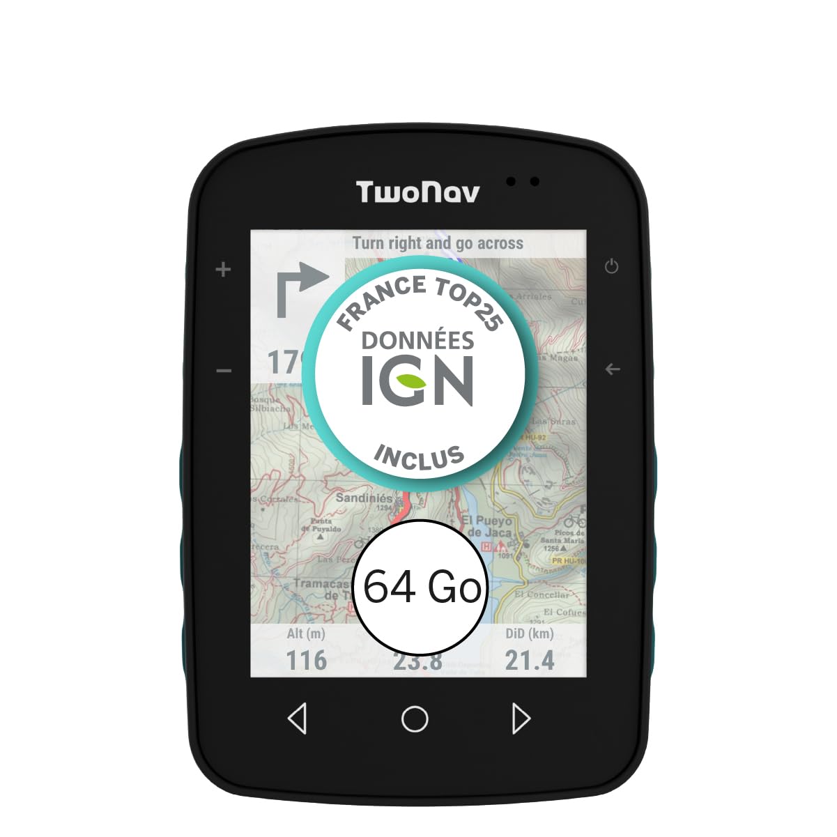 Twonav Terra (64 GB) GPS Sportivo con Mappa Francia, Turchese