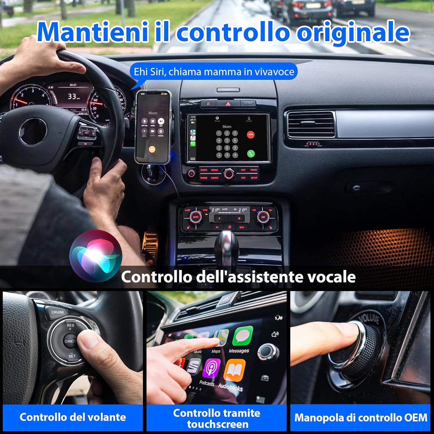 Lourcel Adattatore Carplay Wireless per Apple iPhone - immagine 3