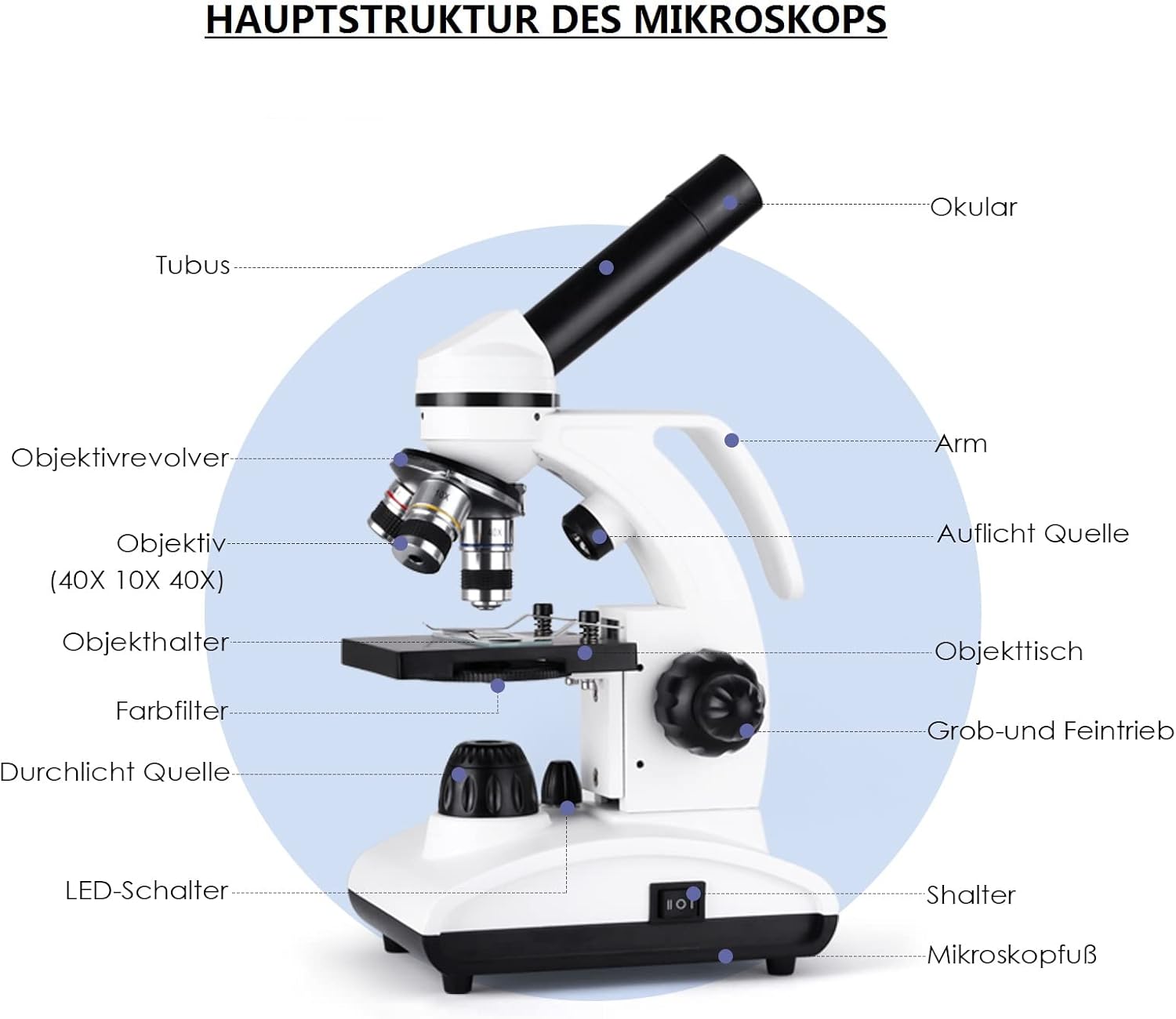 Slevoo Microscopio per Bambini e Studenti 40X-1000X - immagine 2