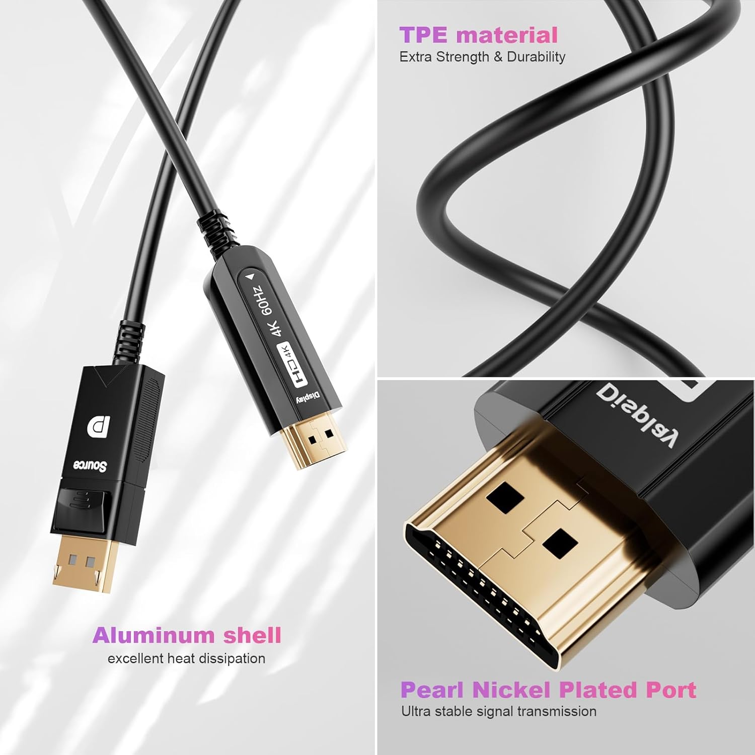 Chenlenic DisplayPort to HDMI Fiber Optic Cable 4K@60Hz - immagine 5
