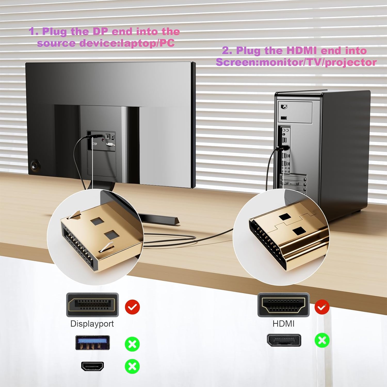 Chenlenic DisplayPort to HDMI Fiber Optic Cable 4K@60Hz - immagine 7