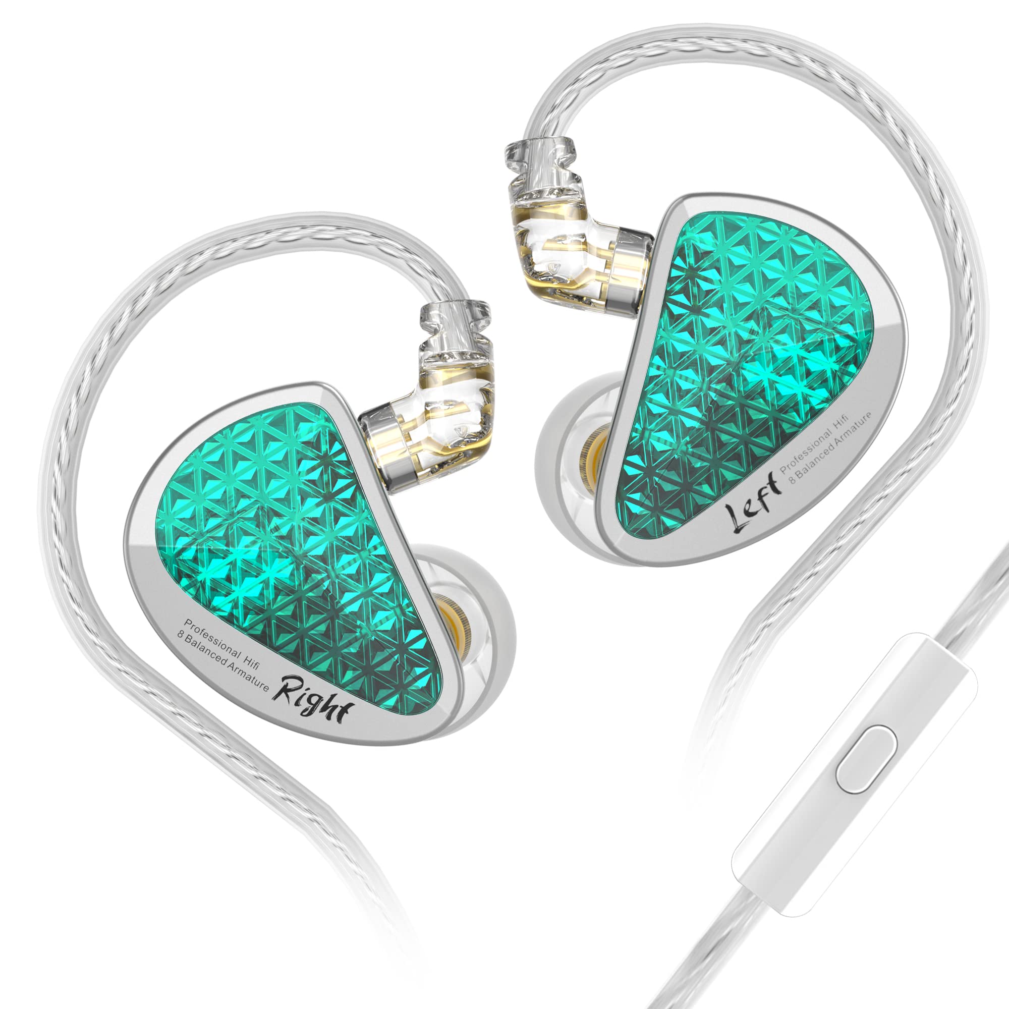 Linsoul KZ AS16 Pro 16BA Earphones HiFi Bass, Cyan