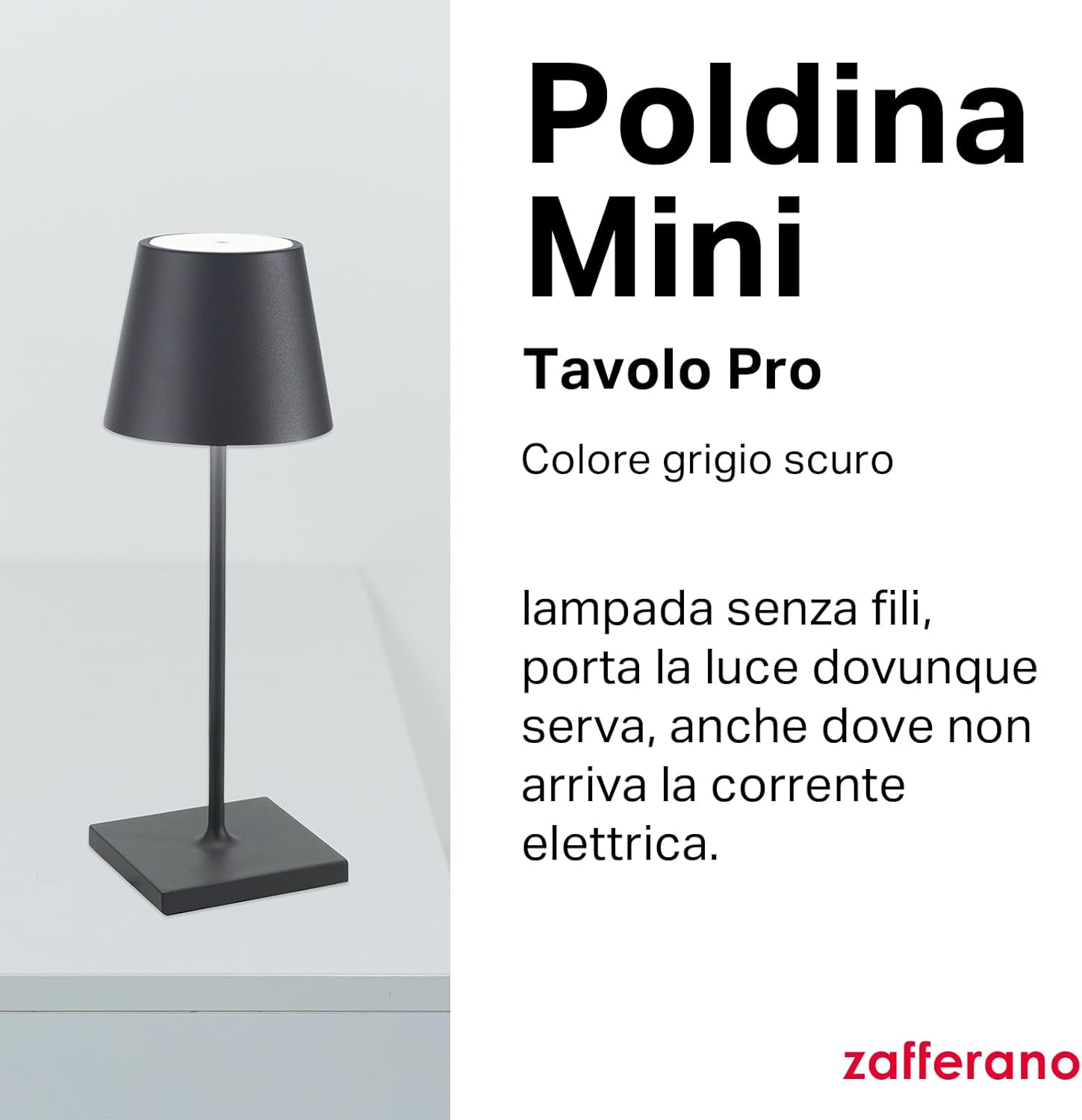 Zafferano Lampada Poldina Pro Mini Ricaricabile - immagine 2
