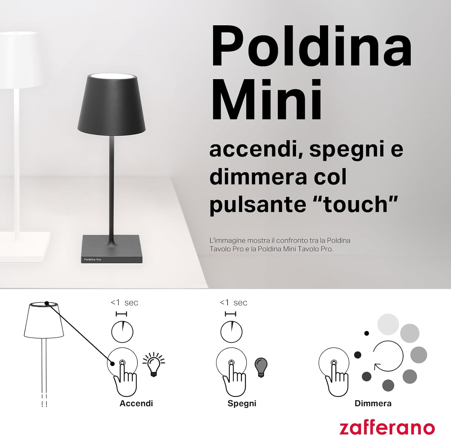 Zafferano Lampada Poldina Pro Mini Ricaricabile - immagine 6