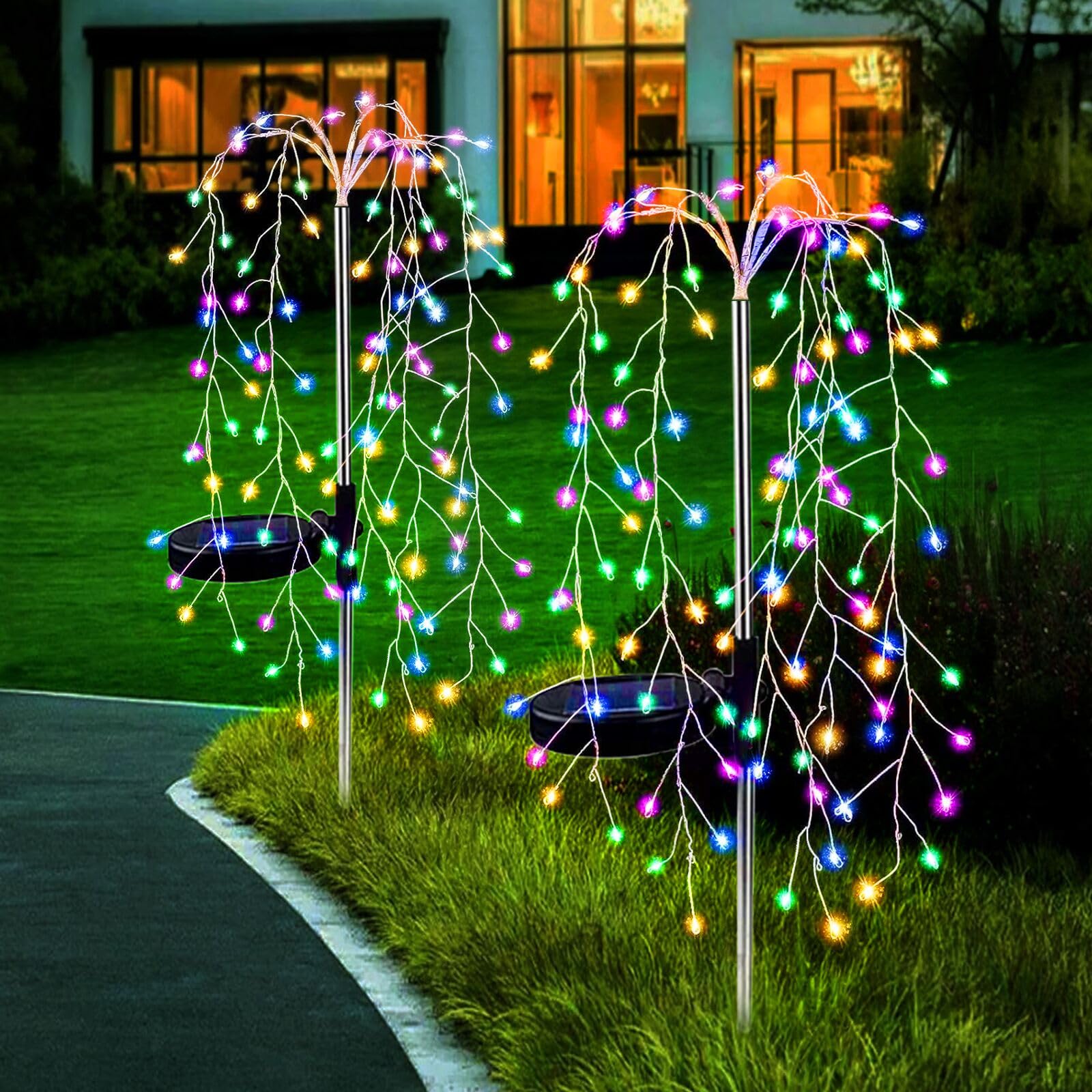 Luci Solari Giardino Esterno, Luci Fuochi d'artificio Solari 2 Pezzi 8 Modalità 240 LEDs Luci Fiabesche ad Energia Solare Impermeabili Luci Filo di Rame Solari per Case Decorazioni Natalizie Feste