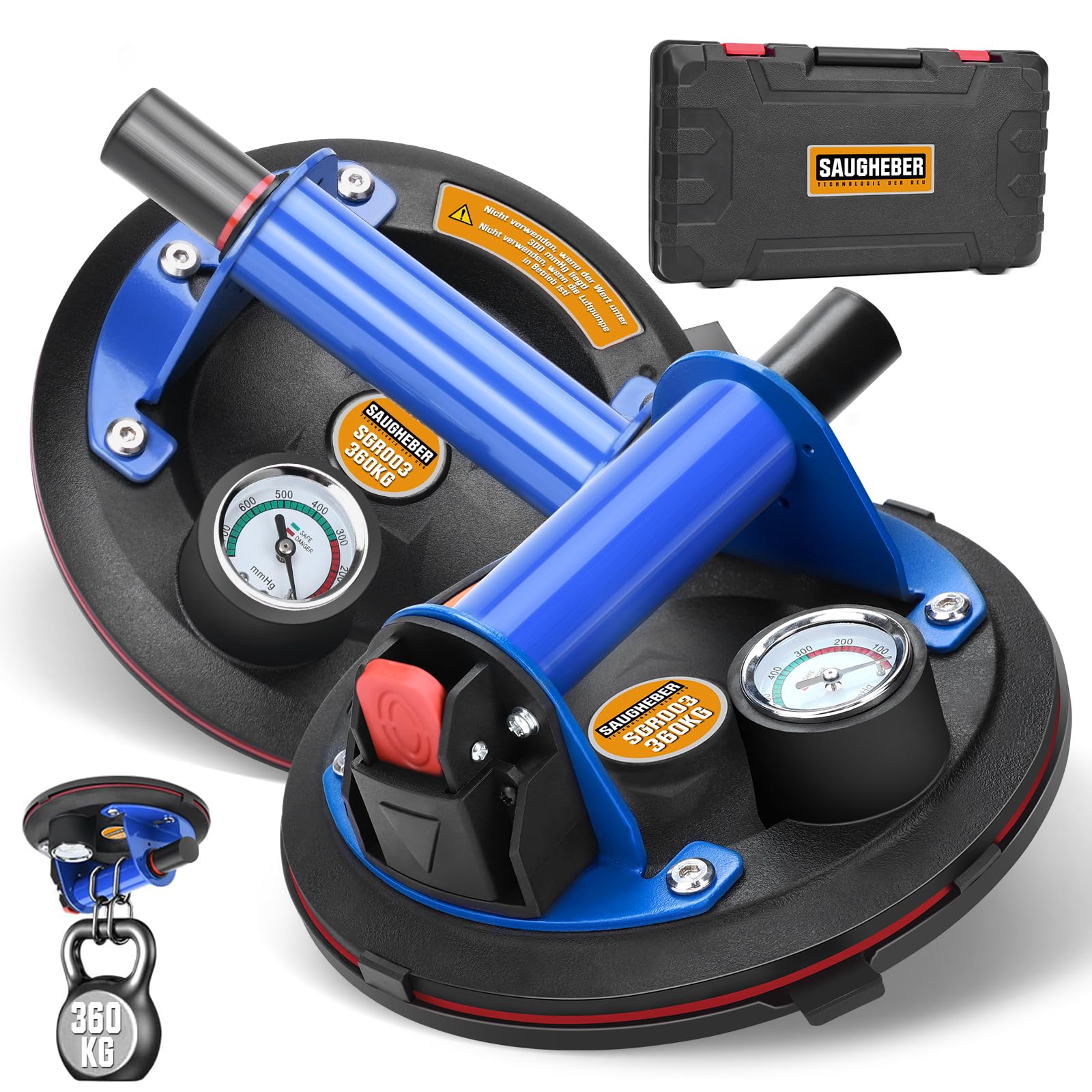 Set 2 Alzacristalli a Vuoto 8" con Manometro