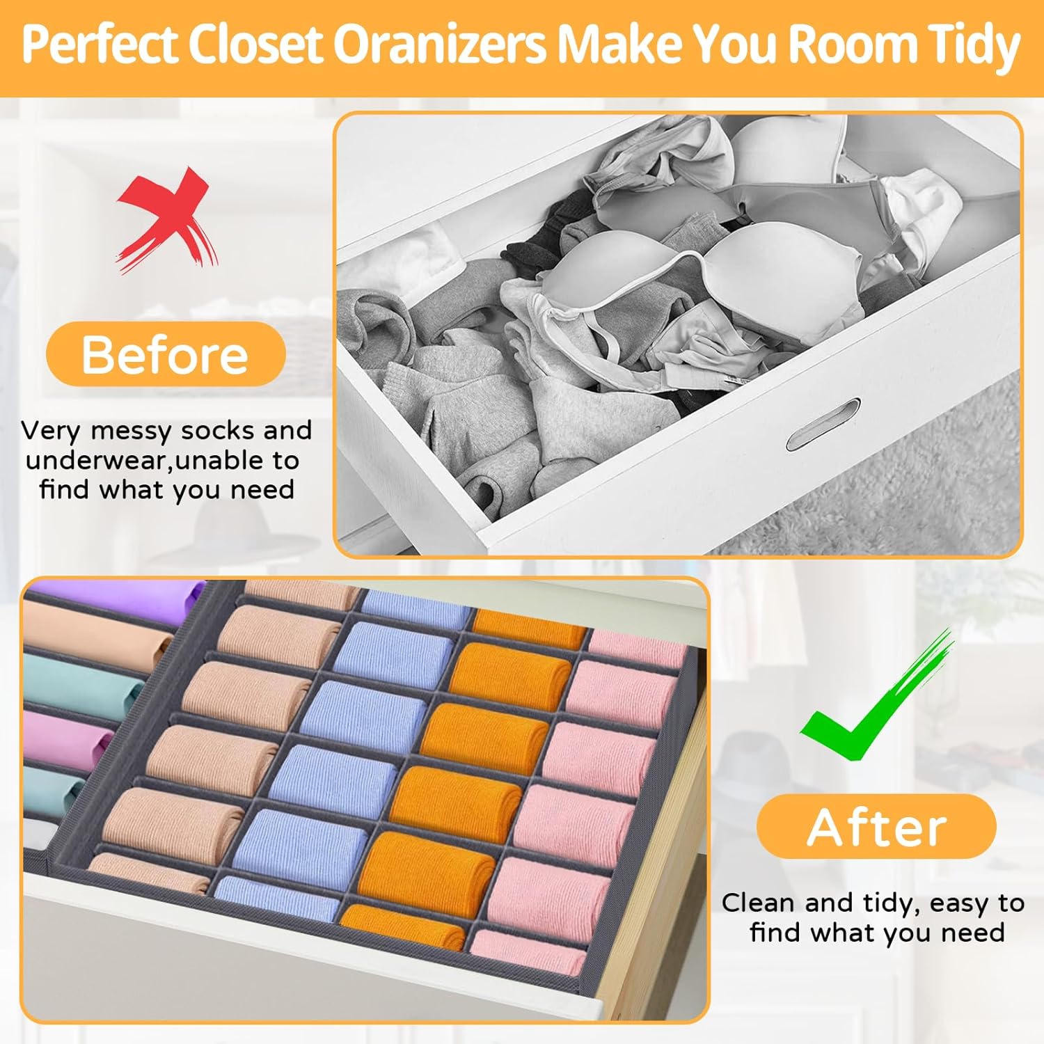 Set 8 Organizer Armadio Cassetti Intimo Pieghevole - immagine 2