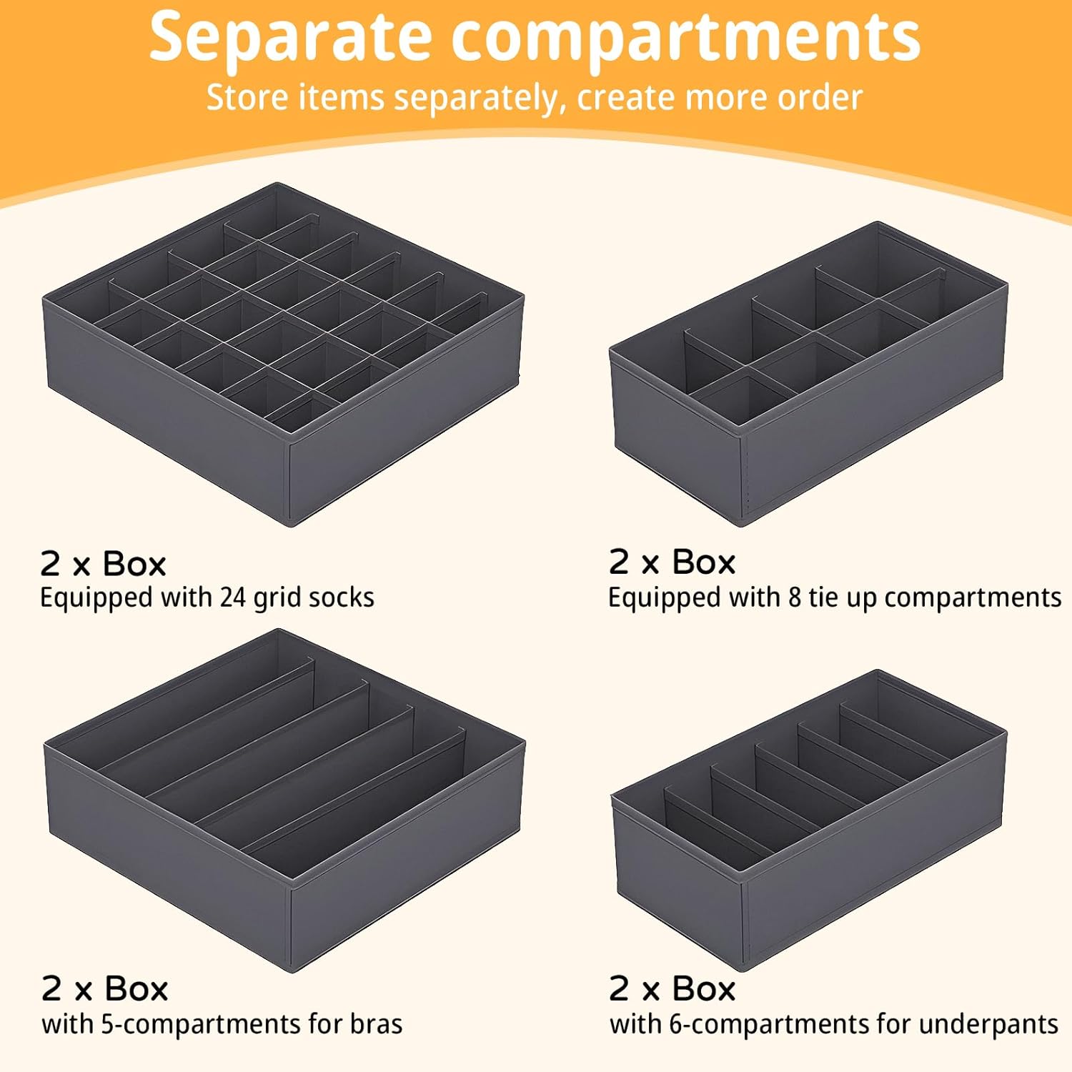 Set 8 Organizer Armadio Cassetti Intimo Pieghevole - immagine 4
