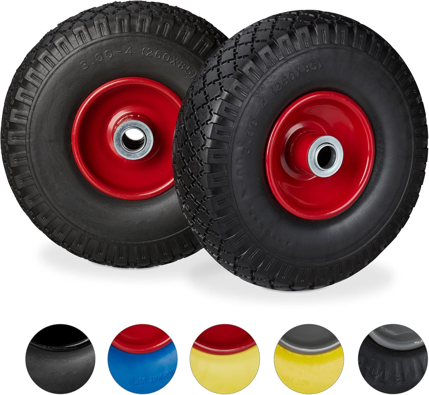 Relaxdays 2 Ruote per Carrello Standard 3.00-4" - immagine 1