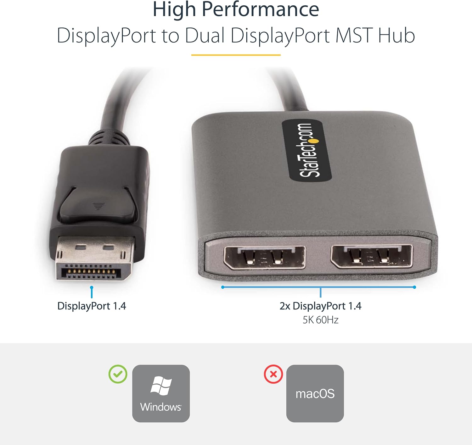 Startech.com Hub MST DisplayPort 1.4 a 2 Porte - immagine 3