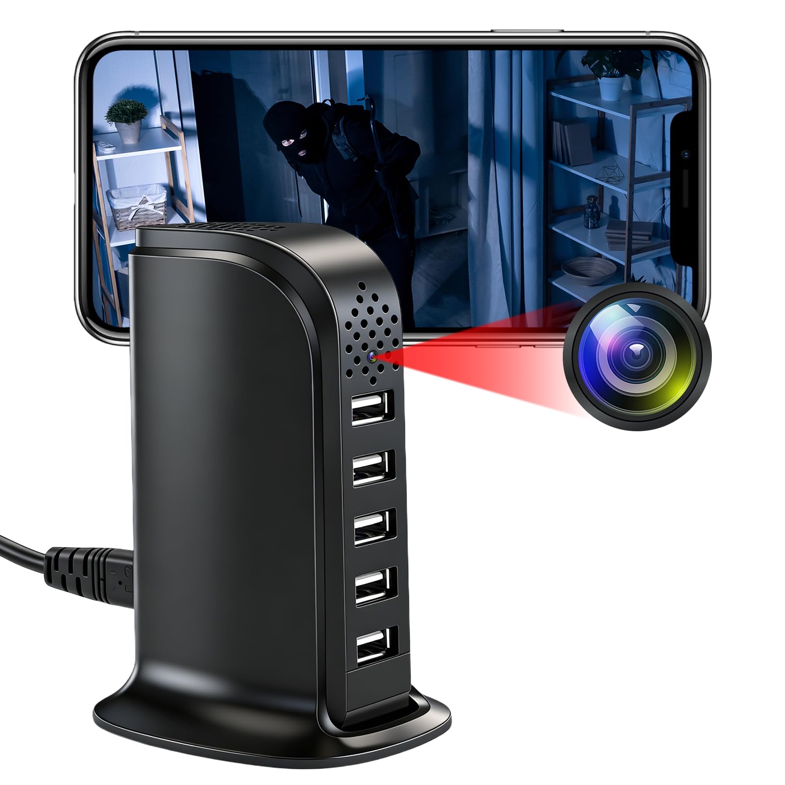 Tangmi Telecamera Spia WiFi 5-in-1 Hub Ricarica 1080P HD