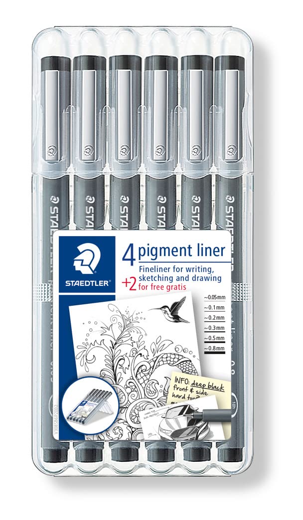 Staedtler pigment liner 5+1 Set 308 SB6P Pennarello Nero