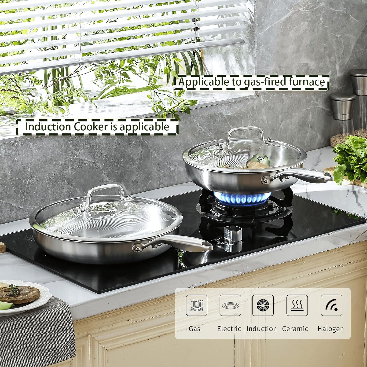 Padella Acciaio Inox Tre Strati 22cm - immagine 5