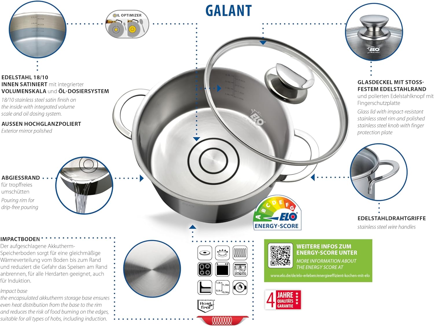 ELO Galant 72596 - Set di pentole 5 pezzi - immagine 2