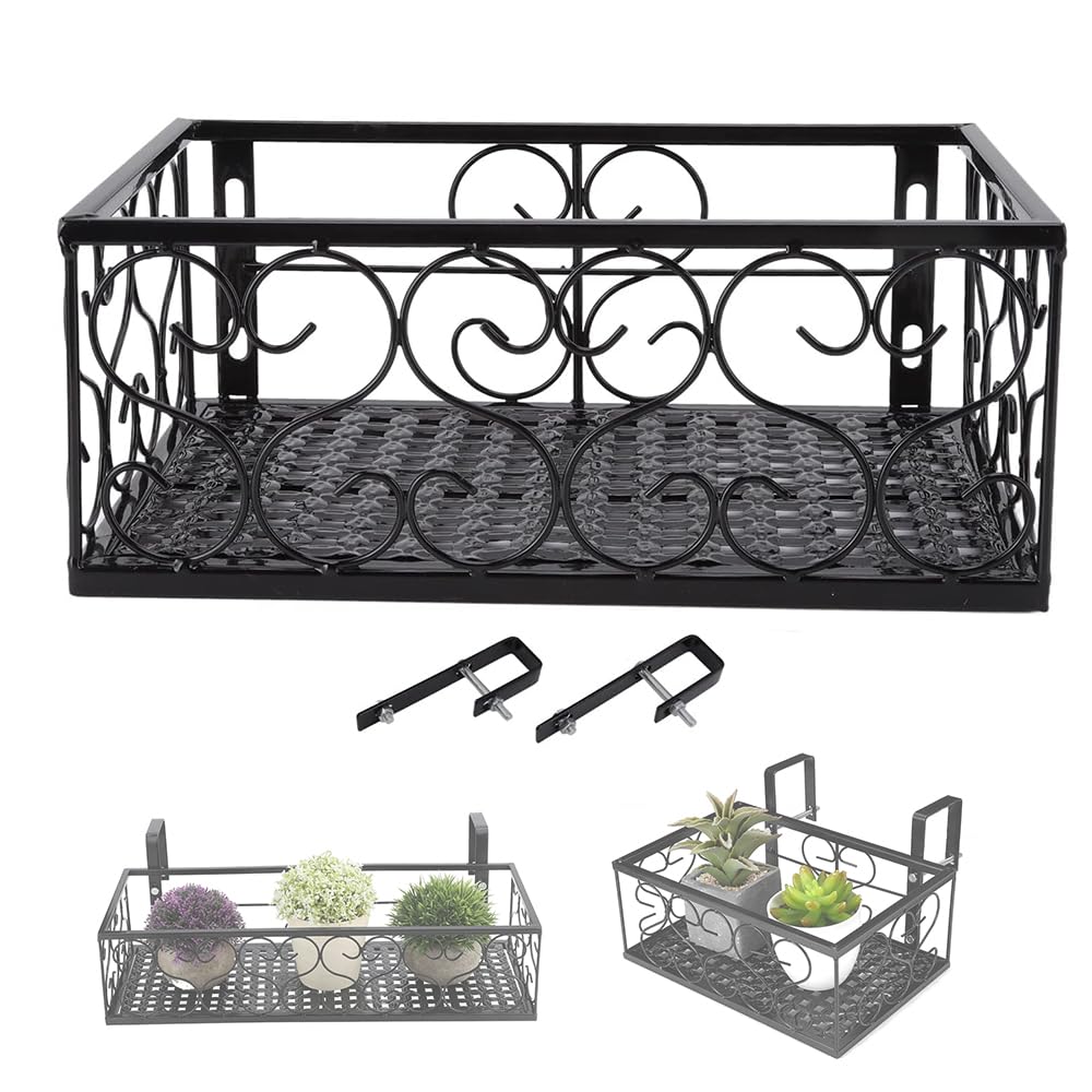 Cesto Porta Fiori Sospeso in Ferro 30x20x12 cm, Nero