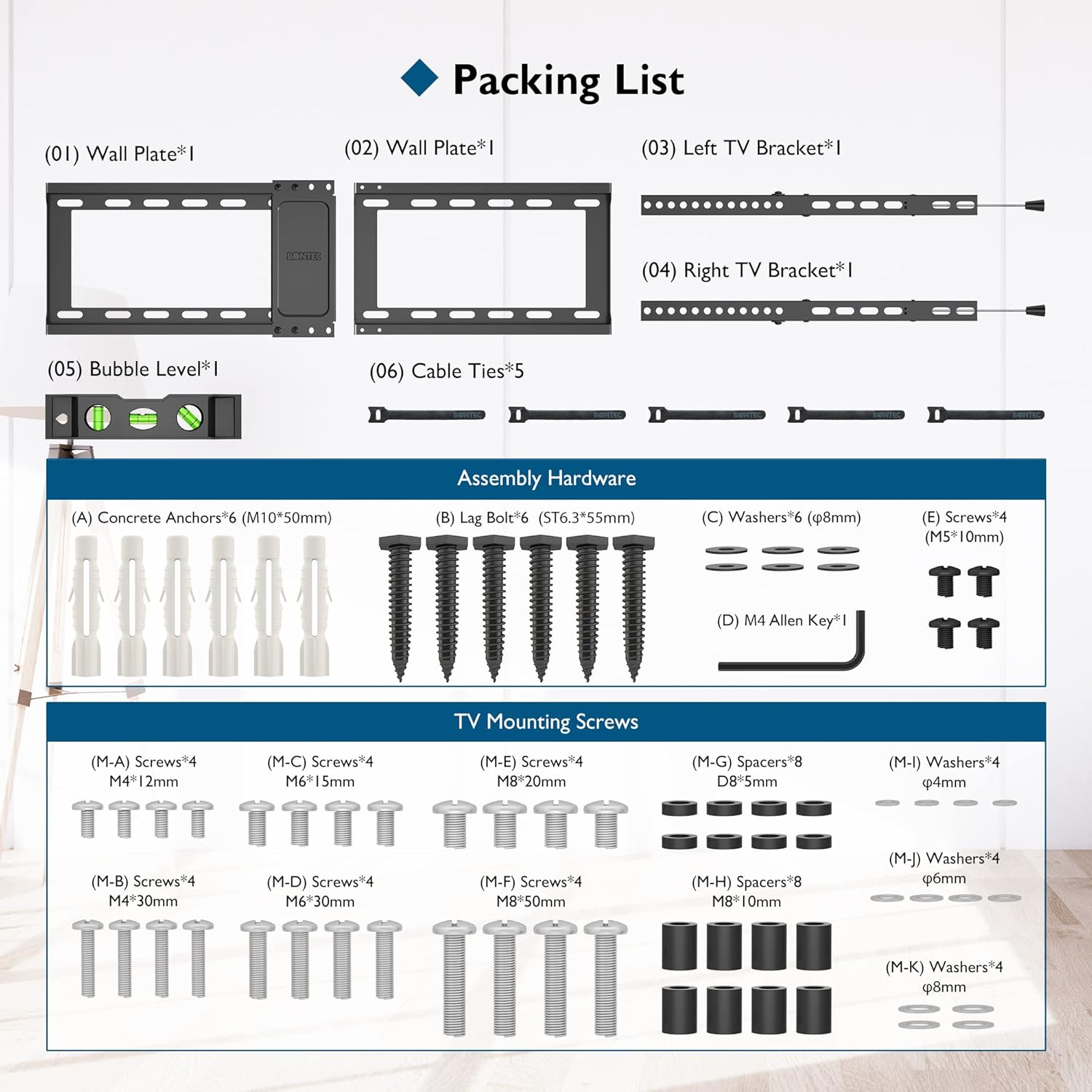 Bontec Supporto da Parete TV Inclinabile 37-82 Pollici - immagine 7