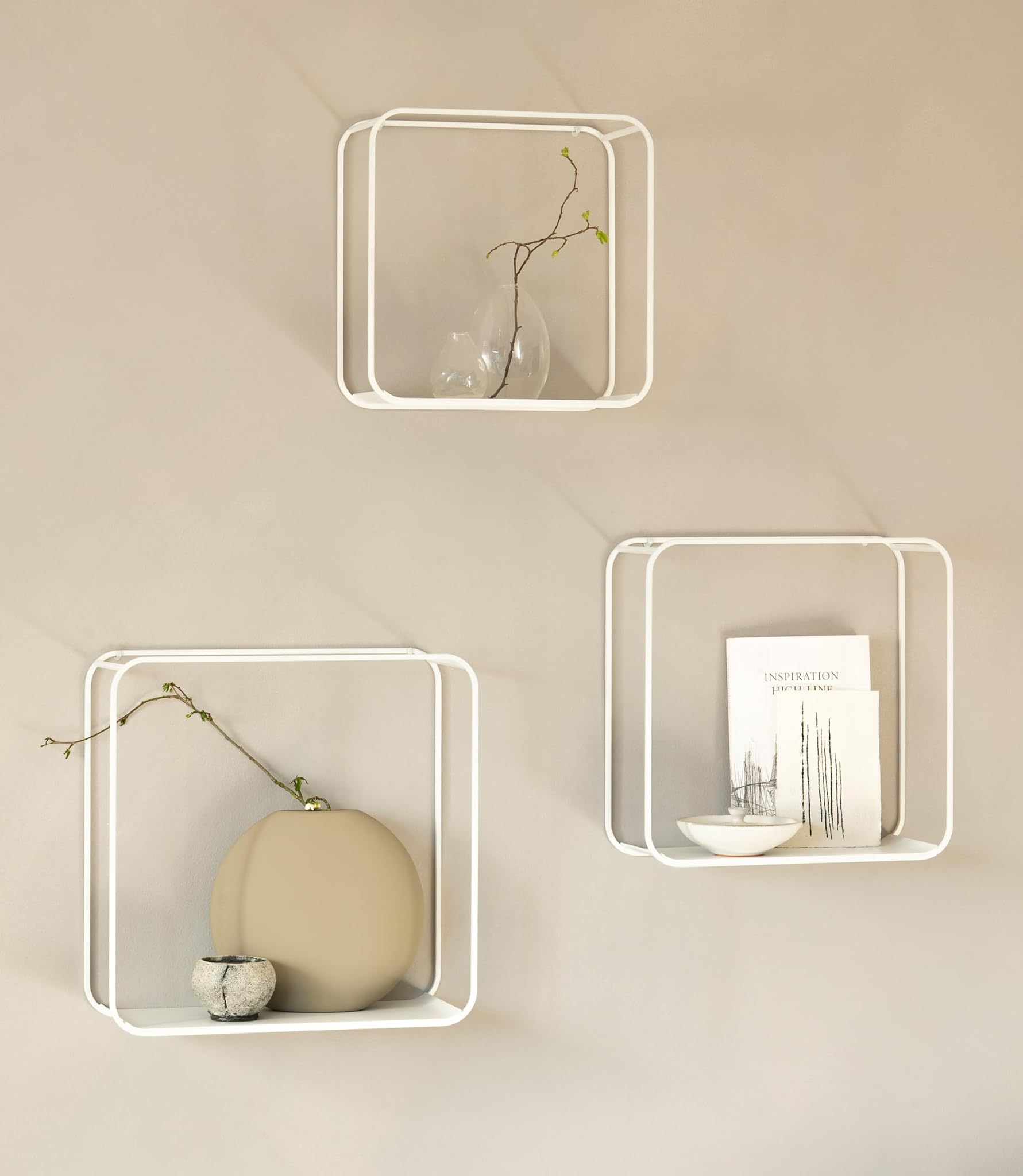 Kazai.® Set Mensole da Muro 'Noora' - 3 Pezzi, Bianco