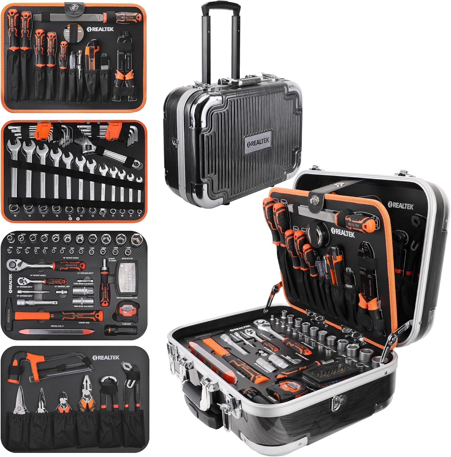 Realtek 123pcs Tool Set con Cassa Carrello in Alluminio