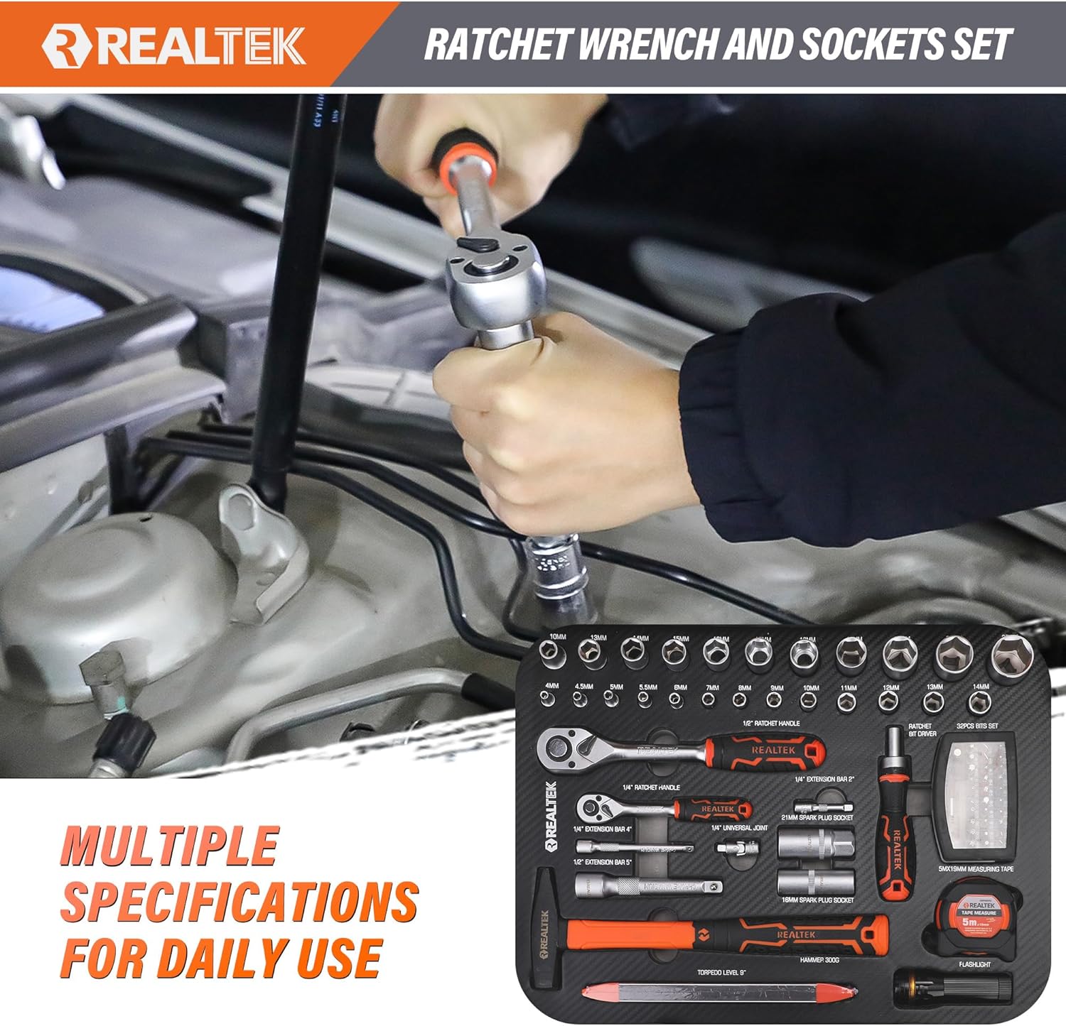 Realtek 123pcs Tool Set con Cassa Carrello in Alluminio - immagine 4