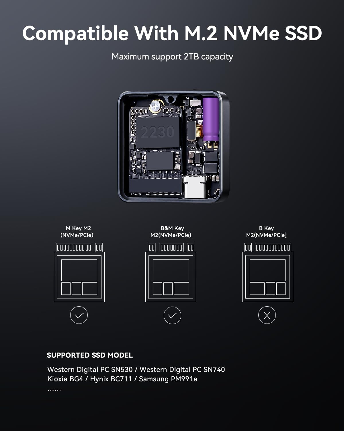 Smart Pocket NVMe M2 SSD Case USB 3.2 Gen 2, Nero - immagine 6