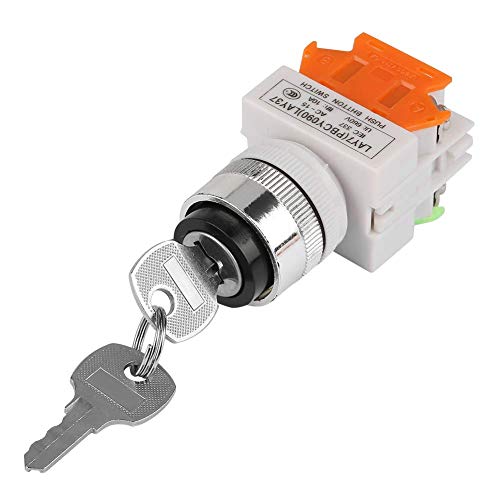 Interruttore a Chiave 220V On Off, Interruttore Rotativo a Chiave, Interruttore a Chiave a 2 Posizioni con Buone Prestazioni di Isolamento, Montaggio a 2 Chiavi da 22mm LAY37-11Y/21