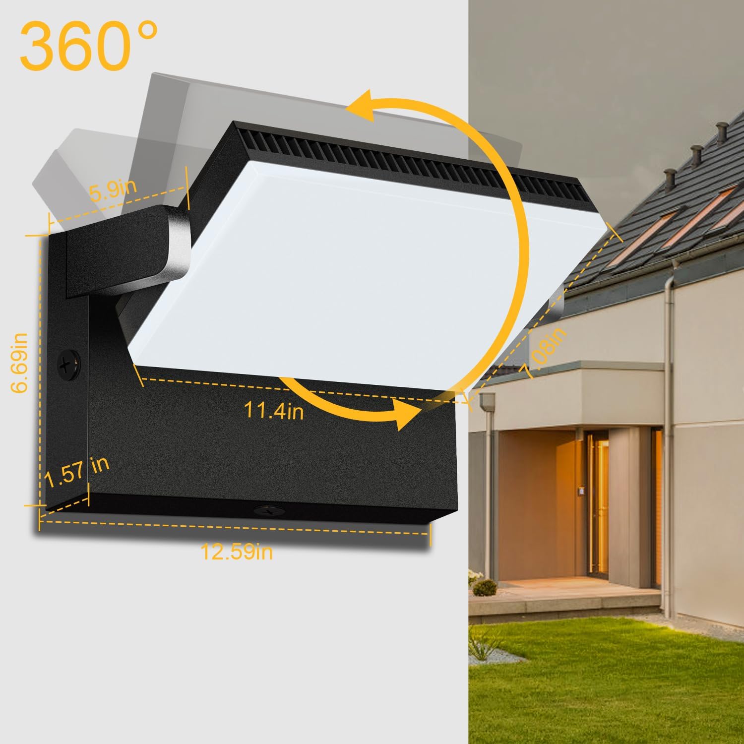 Ledmo Applique da Esterno 150W 17000 Lumen, Nero - immagine 3