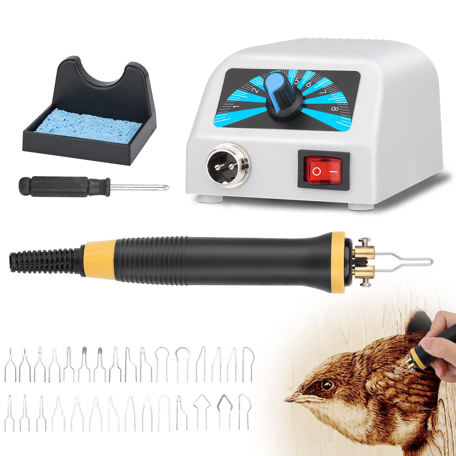 Kit Pirografo Legno 60W con 30 Punte Intercambiabili | Pureluxe | Velz
