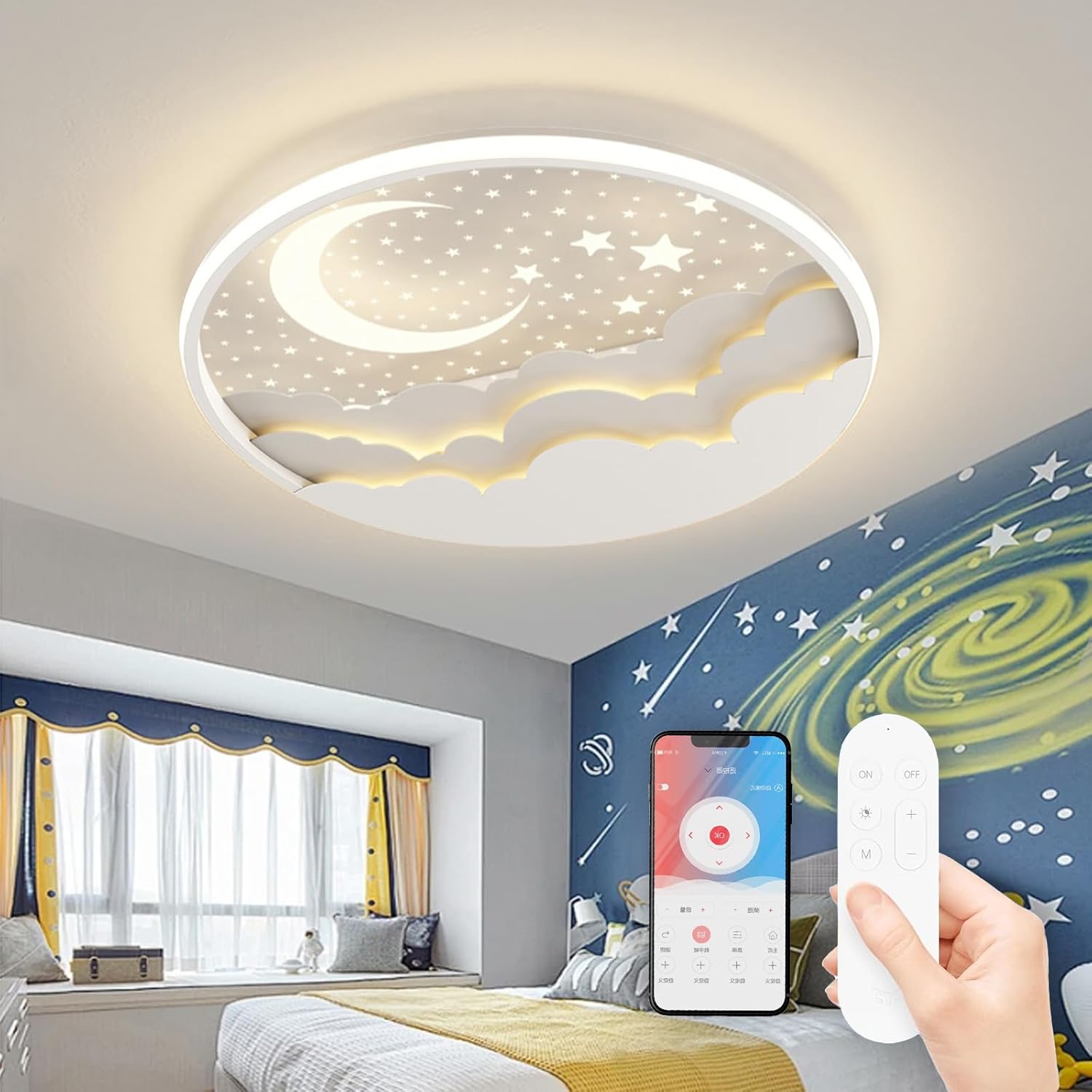 Rrbest Lampada Soffitto LED Bambini Stella e Luna Dimmerabile - immagine 4