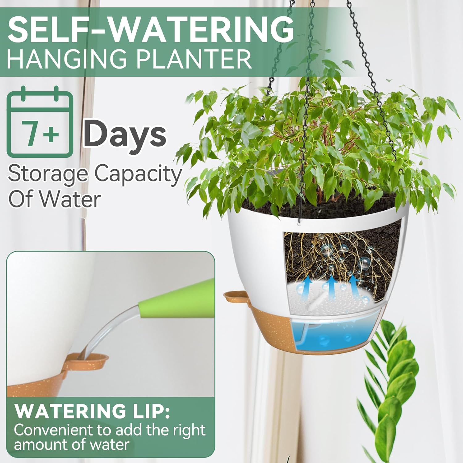 ZMTECH Vaso Autoinnaffiante 30 cm con Drenaggio - immagine 4