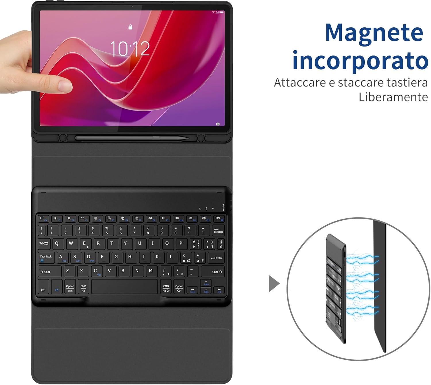 Easyacc Custodia Tastiera Lenovo Tab M11 TB330 2024, Nero - immagine 3