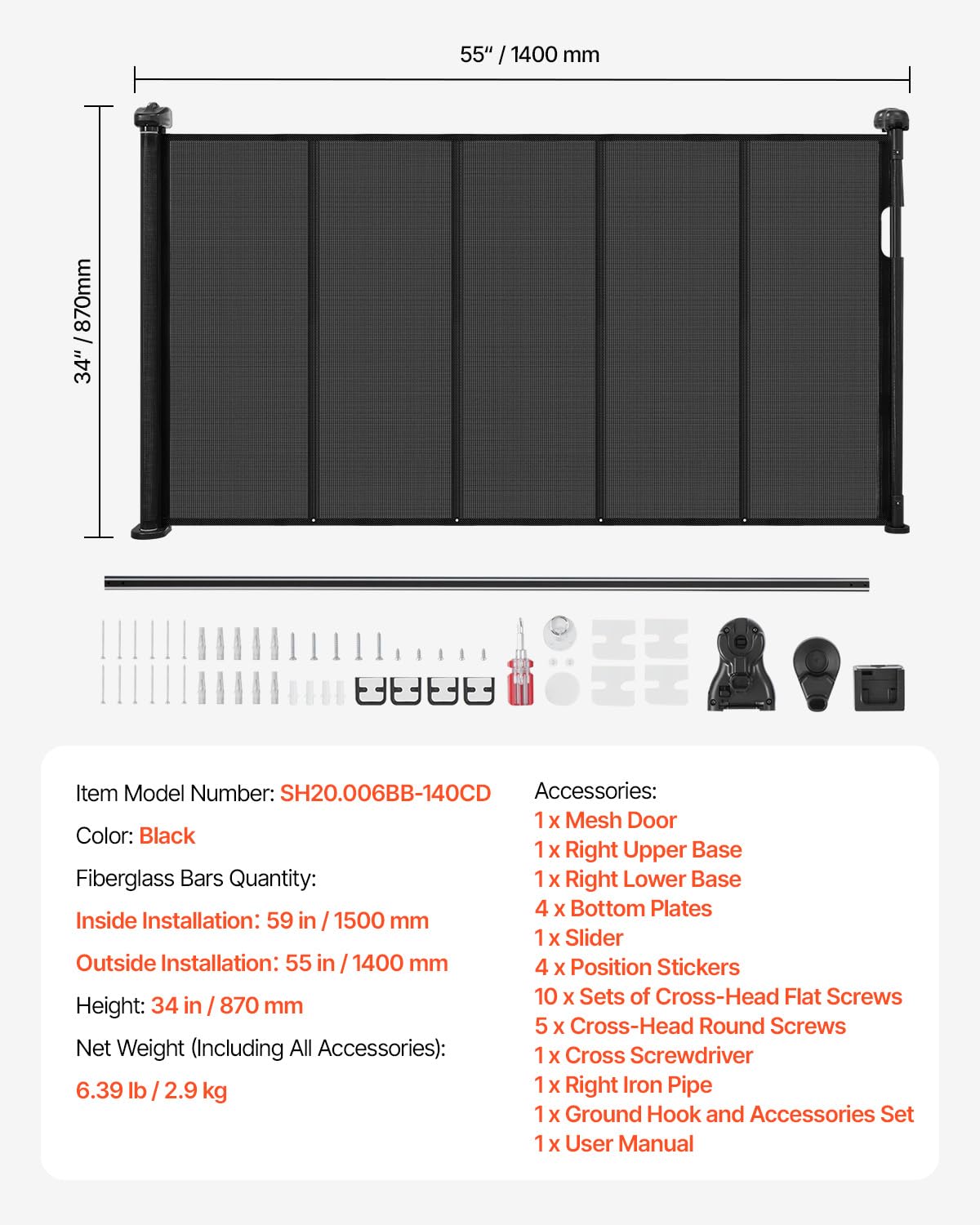 Vevor Cancelletto di Sicurezza Retrattile Nero - immagine 7