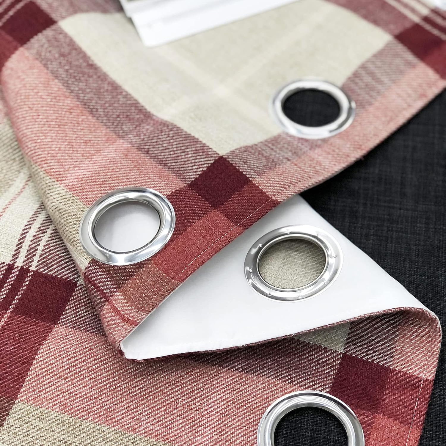 Always4u Tende Oscuranti a Quadretti 140x245 cm, Rosso - immagine 4